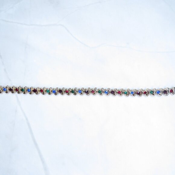 Multicolor Stones on a Gold Tone Bracelet - Picture 8 of 12
